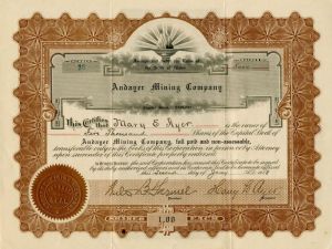 Andayer Mining Co. - Stock Certificate