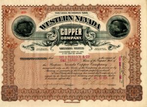 Western Nevada Copper Co. - Stock Certificate