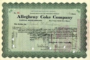 Allegheny Coke Co. - Stock Certificate