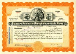 Standard Wholesale Phosphate and Acid Works Incorporated - Stock Certificate
