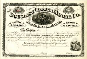 Douglass Copper Mining Co. of Blue Hill, Maine - Stock Certificate