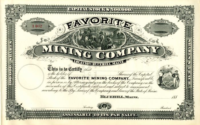 Favorite Mining Co. - Stock Certificate