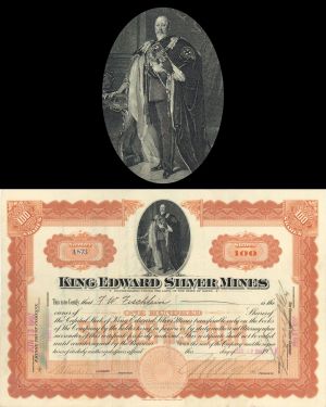 King Edward Silver Mines - 1907 dated Stock Certificate