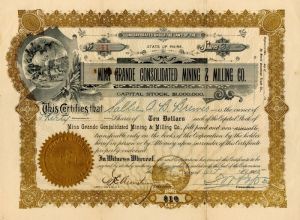 Mina Grande Consolidated Mining and Milling Co. - Stock Certificate