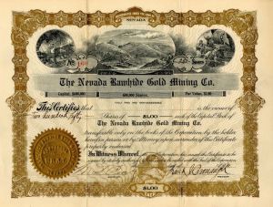 Nevada Rawhide Gold Mining Co. - Stock Certificate