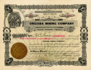 Orizaba Mining Co. - Stock Certificate