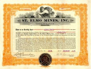 St. Elmo Mines, Inc. - Nevada Mining Stock Certificate