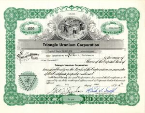 Triangle Uranium Corporation - Stock Certificate