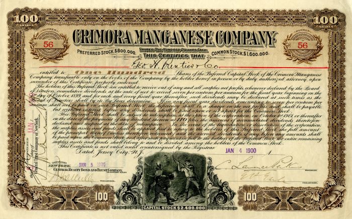Crimora Manganese Co. - Stock Certificate