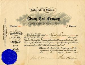 Rixson Coal Co. - Stock Certificate