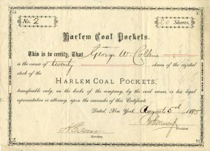 Harlem Coal Pockets - Stock Certificate