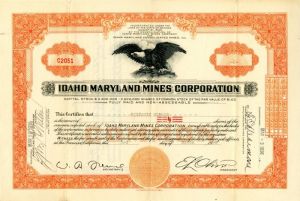 Idaho Maryland Mines Corporation - Stock Certificate