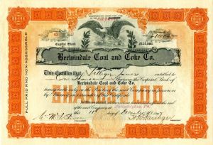 Berwindale Coal and Coke Co. - Stock Certificate