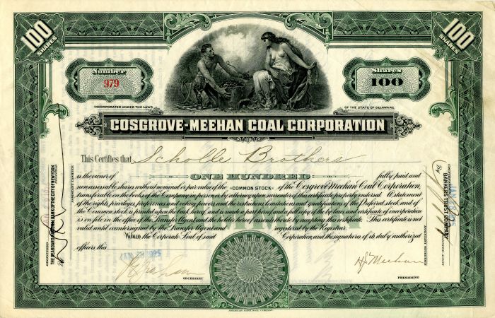 Cosgrove-Meehan Coal Corporation - Stock Certificate