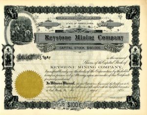 Keystone Mining Co. - Stock Certificate