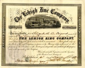 Lehigh Zinc Co. - Stock Certificate