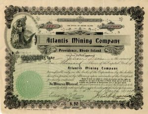 Atlantis Mining Co. - Stock Certificate