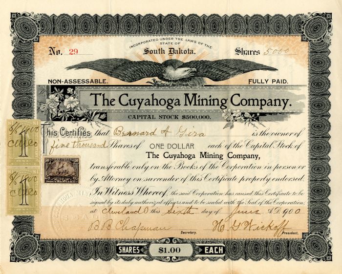 Cuyahoga Mining Co. - Stock Certificate