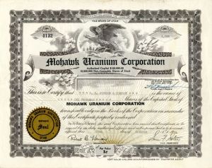 Mohawk Uranium Corporation - Mining Stock Certificate