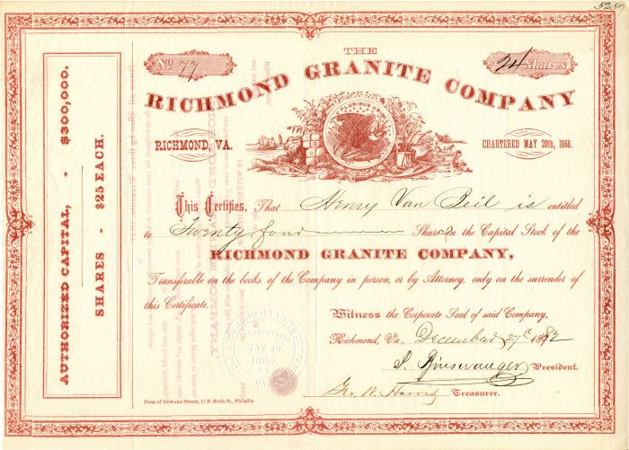 Richmond Granite Co. - Stock Certificate