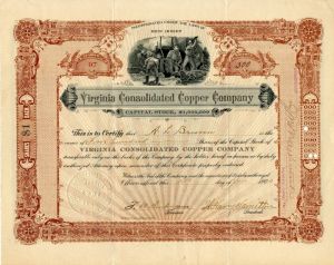 Virginia Consolidated Copper Co. - Stock Certificate