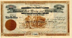 Comstock Gold Mining and Milling Co. - Stock Certificate