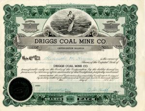 Driggs Coal Mine Co. - Stock Certificate