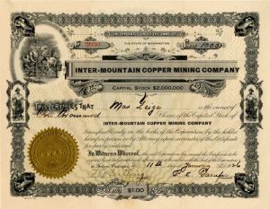 Inter-Mountain Copper Mining Co. - Stock Certificate