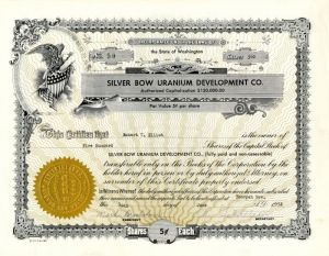 Silver Bow Uranium Development Co. - Stock Certificate