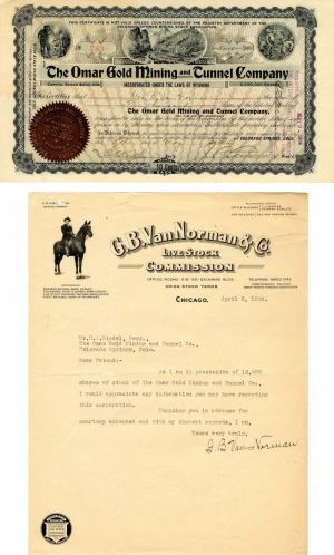Omar Gold Mining and Tunnel Co. - Colorado Springs, Co Mining Stock Certificate