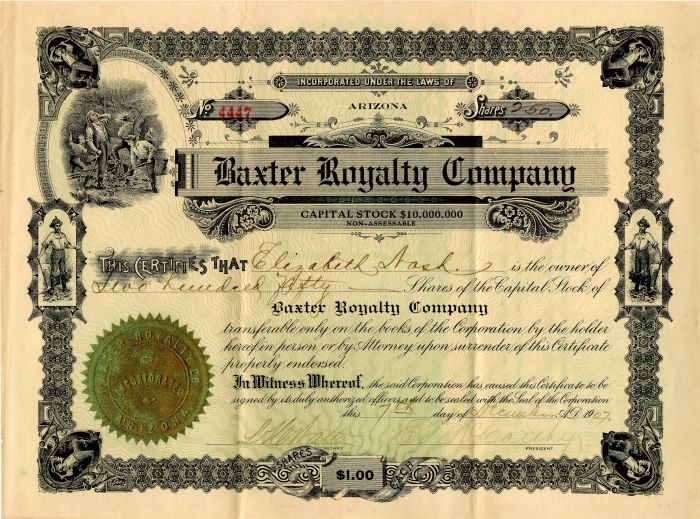 Baxter Royalty Co. - Stock Certificate