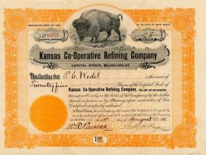 Kansas Co-Operative Refining Co. - Stock Certificate