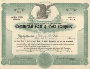 Commercial Coal and Coke Co. - Stock Certificate