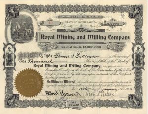 Royal Mining and Milling Co. - Stock Certificate