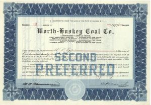 Worth-Huskey Coal Co. - Stock Certificate