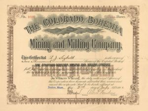 Colorado=Bohemia Mining and Milling Co. - Stock Certificate