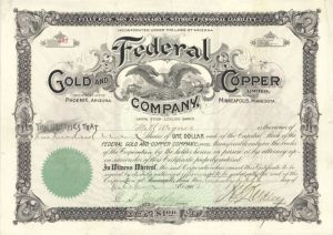 Federal Gold and Copper Company Limited - Stock Certificate