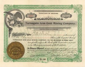 Turnagain Arm Gold Mining Co. - Stock Certificate