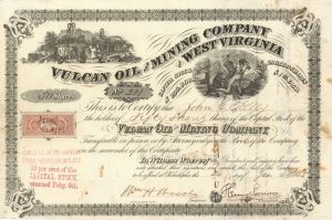 Vulcan Oil and Mining Co. of West Virginia - Stock Certificate