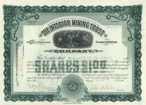 Interior Mining Trust Co. - Stock Certificate
