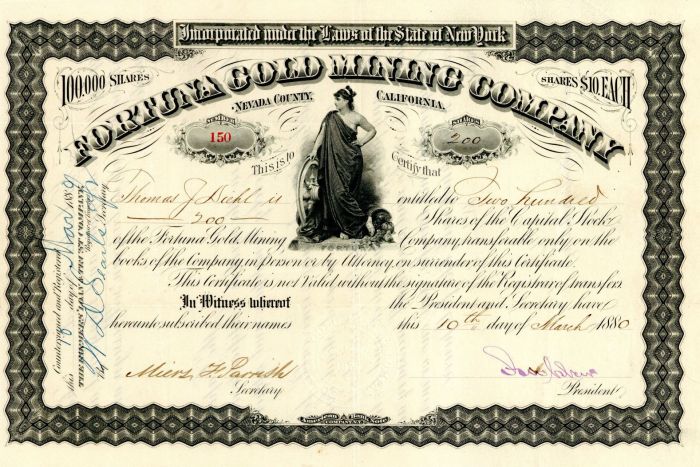Fortuna Gold Mining Co. - Stock Certificate