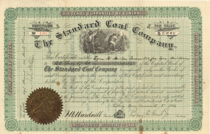 Standard Coal Co. - Stock Certificate