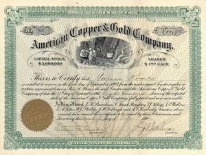 American Copper and Gold Co. - Stock Certificate