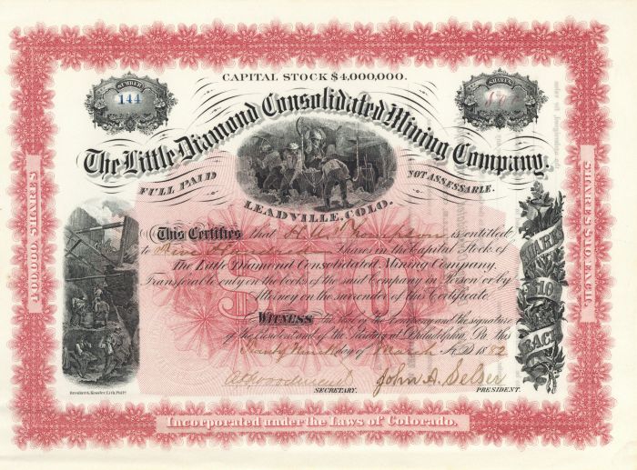 Little Diamond Consolidated Mining Co. - Stock Certificate