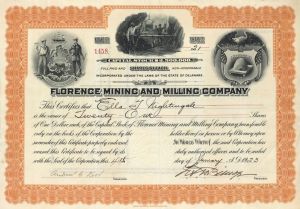 Florence Mining and Milling Co. - Stock Certificate