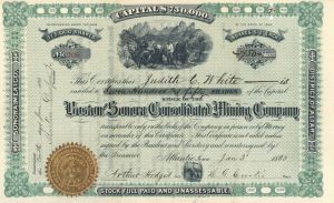Boston and Sonora Consolidated Mining Co. - Stock Certificate