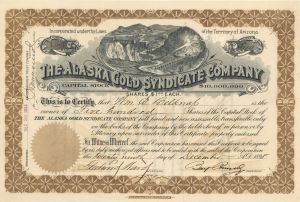 Alaska Gold Syndicate Co. -Stock Certificate