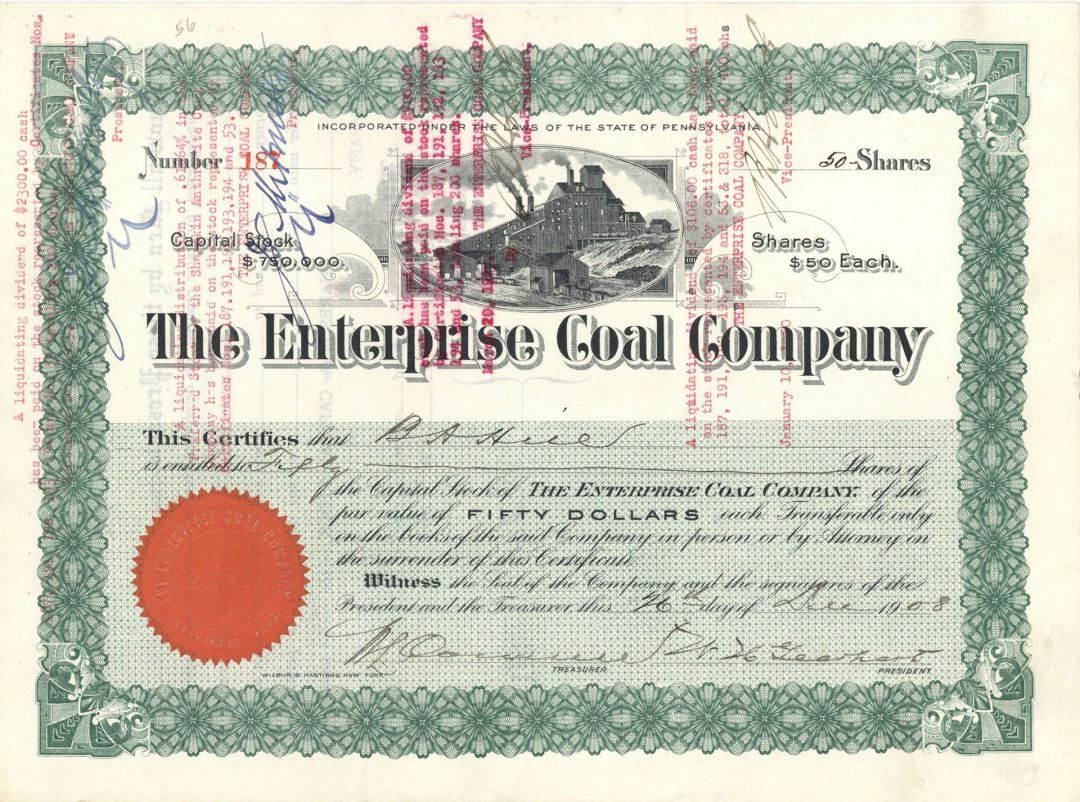 Enterprise Coal Co. - Stock Certificate
