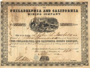 Philadelphia and California Mining Co. - Stock Certificate