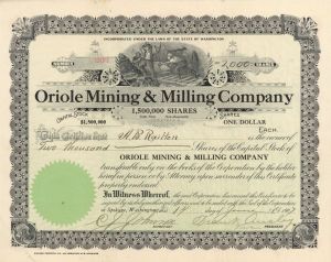 Oriole Mining and Milling Co. - Stock Certificate